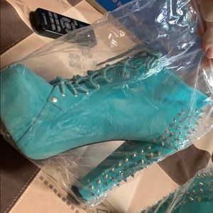 Blue studded heels